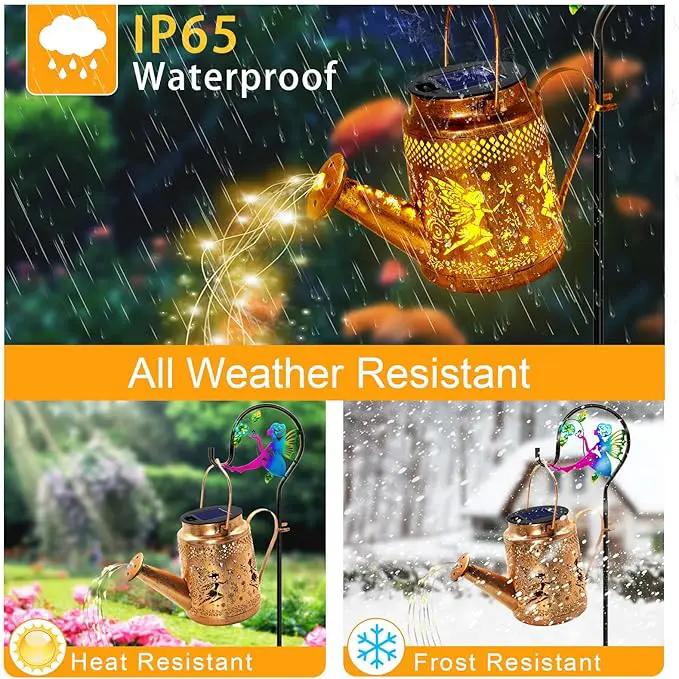 Solar Lanterns Outdoor Waterproof,Metal Watering Can Garden Decor,Fairy Hanging Solar Path Lights Yard Art,Outside Patio Decorations Gardening Birthday Gifts for Mom Grandma Women（with Shepherd Hook） by GreenHaven Gardens