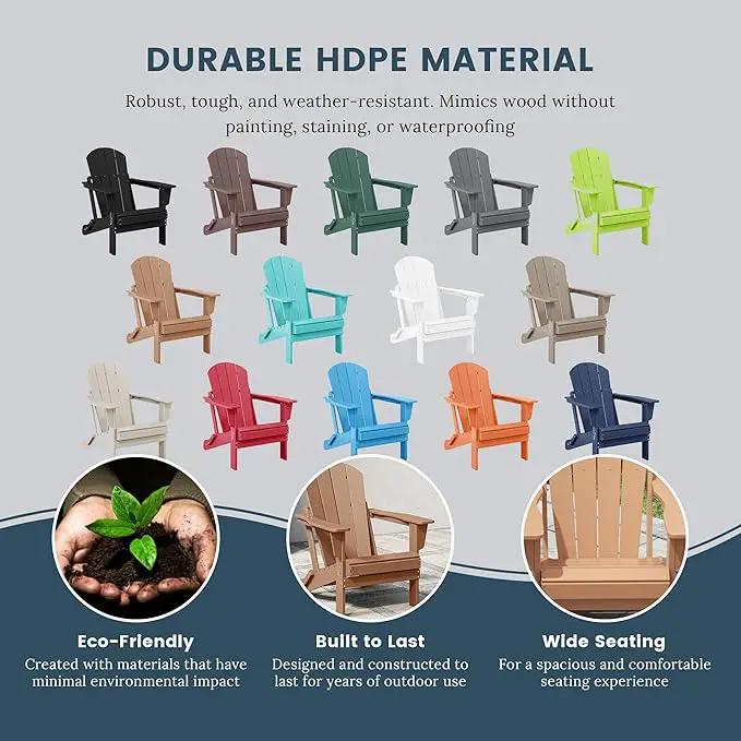 Westin Outdoors Laguna WO Home Furniture Adirondack Chair 4 PC Set Classic Outdoor Patio Folding Chair for Bon Fire Pit Lawn Backyard Beach Plastic Weather-Resistant (Teak) by GreenHaven Gardens