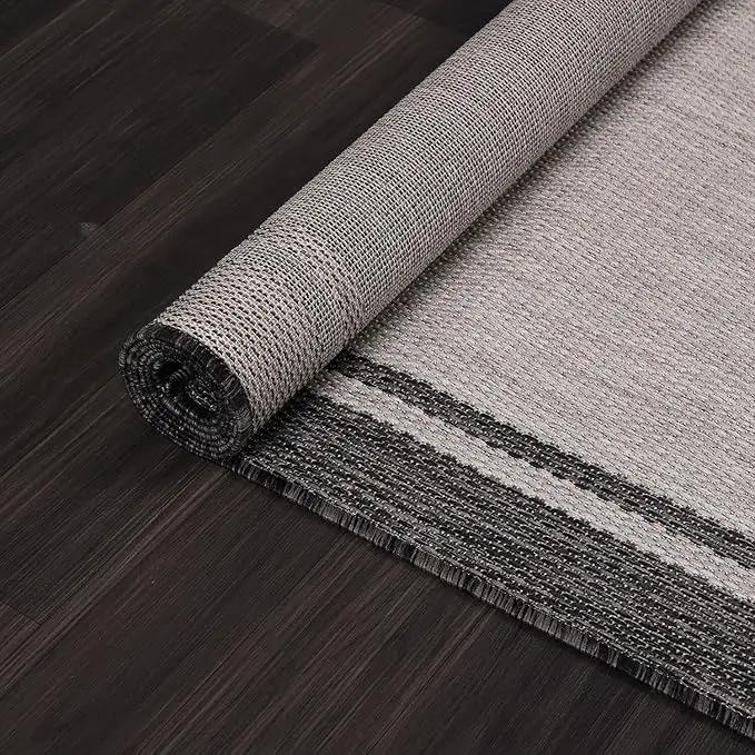 CAMILSON Indoor Outdoor Rug, 6x9 Bordered Gray Modern Area Rugs for Indoor and Outdoor Patios, Kitchen and Hallway Mats, Washable Porch Deck Outside Carpet (Bordered Grey, 6 x 9) by GreenHaven Gardens