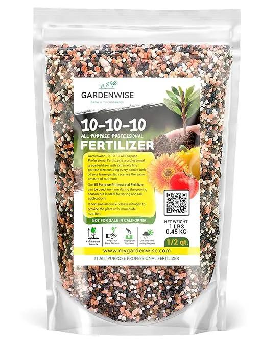 10-10-10 Plant Fertilizer Slow Release - 10 10 10 All Purpose Granular Garden Fertilizer for Vegetables, Tomato, Arborvitae, Shrubs, Rose, Flowers, Fruit, Fig Trees (1/2 Quart) by GreenHaven Gardens