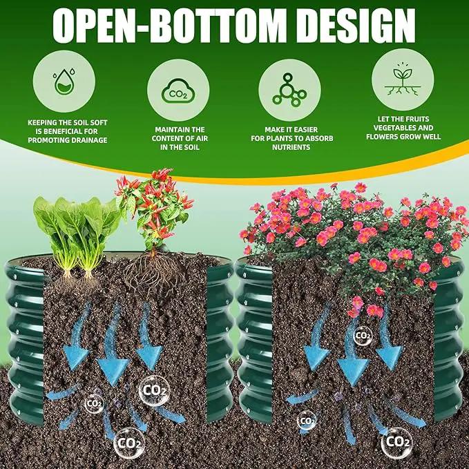 17" Tall Elevated Round Metal Rised Garden Bed- 2'x2' in Size and 0.8MM Thick Durable Planter Box for Vegetables Flowers Succulent at Patio/Garden Outdoor (Dark Green, 2FT Diameter) by GreenHaven Gardens