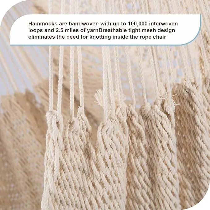 Lazy Daze Hammocks Chair Caribbean Hanging Rope Weaving Chair with 40" Hardwood Spreader Bar and Soft-Spun Cotton Rope for Indoor/Outdoor Backyard & Living Room, Max 300 LBS, Natural by GreenHaven Gardens