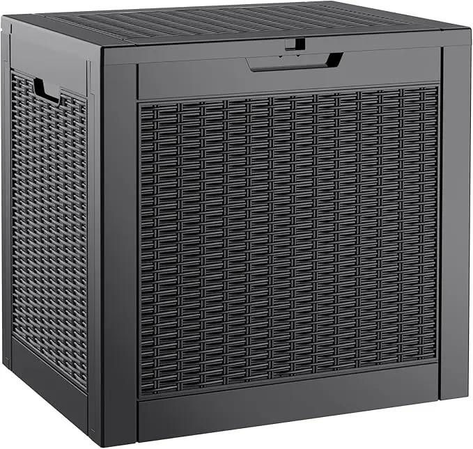 KAMABOKO 31 Gallon Outdoor Storage Box, Resin Deck Boxes Indoor and outdoor, Waterproof Storage Box Lockable Lid for Garden Tools, Package Delivery, Pool Supplies, Patio Cushions, Black by GreenHaven Gardens