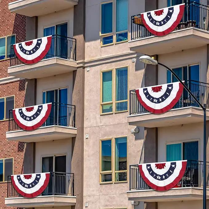 3 x 6 Ft American Pleated Fan Flag, USA Patriotic Half Fan Bunting Flag, 4th of July Decorations Flags (Set of 2) by GreenHaven Gardens