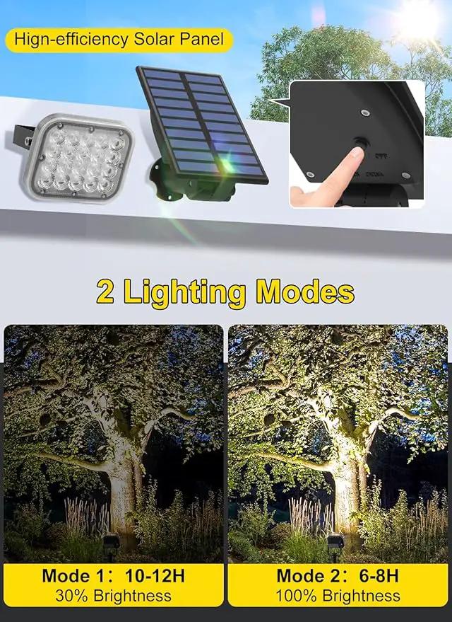 Solar Spot Lights Outdoor 2Pack 6000K Cool White Solar Landscape Spotlights IP65 Waterproof Auto On/Off Ground or Wall Mount for Garden Yard Walkway Porch Driveway Pool by GreenHaven Gardens