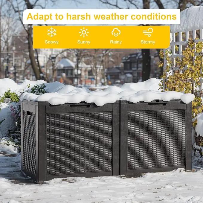 31 Gallon Outdoor Storage Box – Waterproof Deck Box for Garden & Patio,Black by GreenHaven Gardens