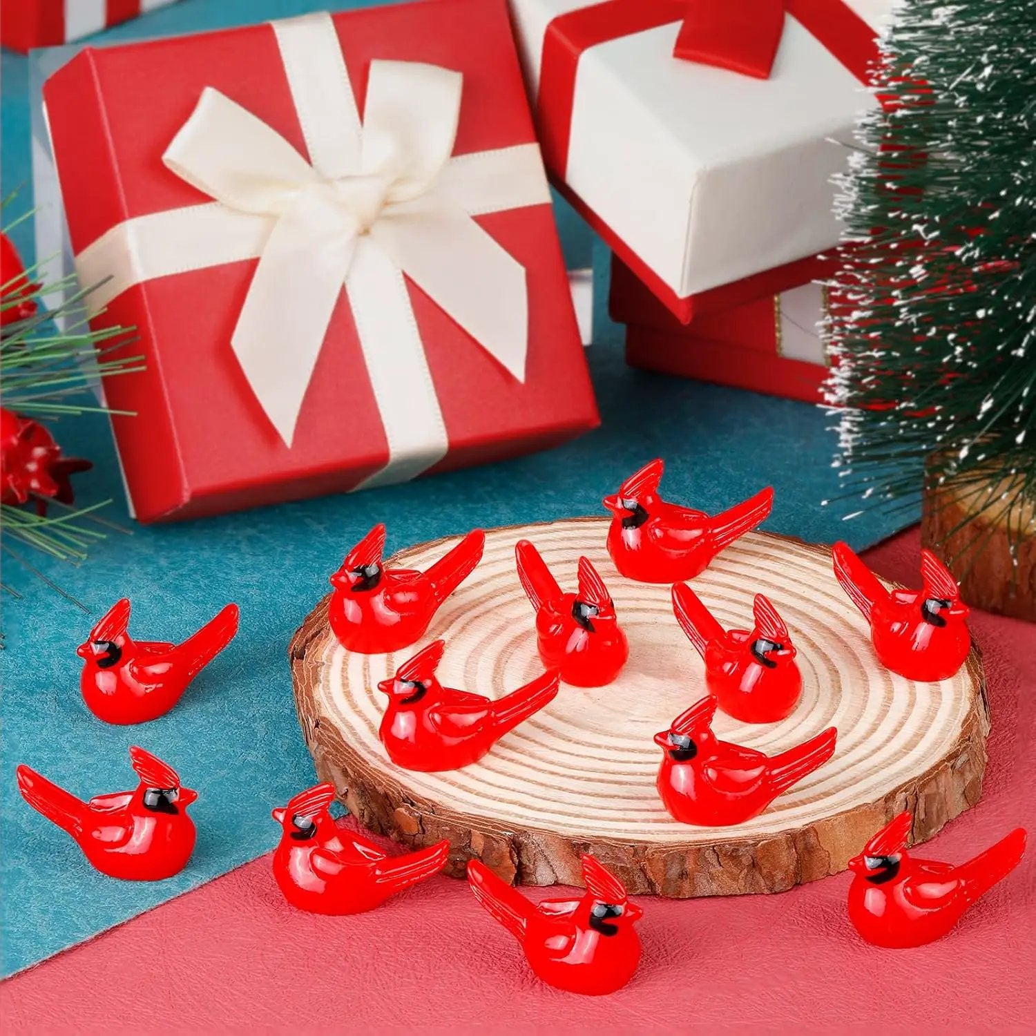 100 Pcs Mini Resin Red Cardinal Bird Figurines – Tiny Cardinal Ornaments for Christmas, Cake Toppers, Garden Crafts, Dollhouse, Fairy Micro Landscape, Party and Home Decorations by GreenHaven Gardens
