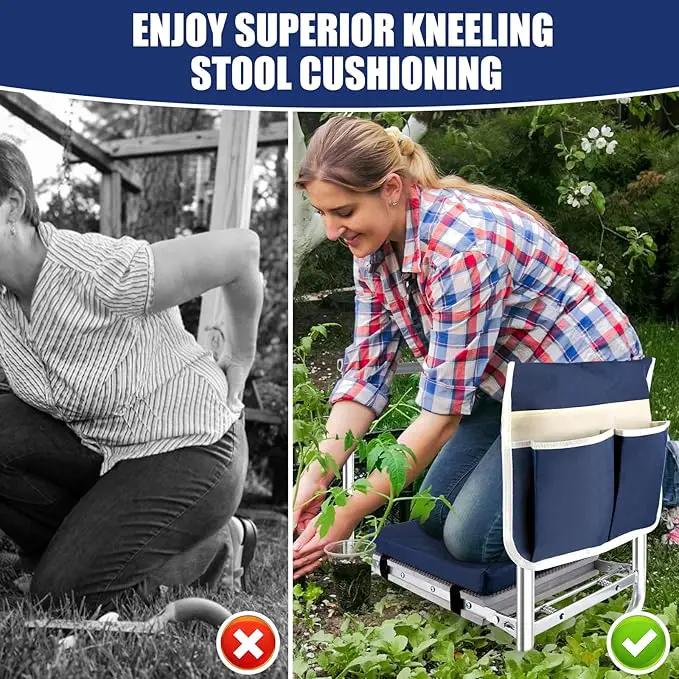 Garden Kneeler and Seat, Wider & Thicker Kneeling Pad Heavy Duty Foldable Garden Stool with Large Gardening Tool Pouch and Bag, Portable Garden Bench- Gardening Gifts for Women, Men, Seniors, Mom& Dad by GreenHaven Gardens