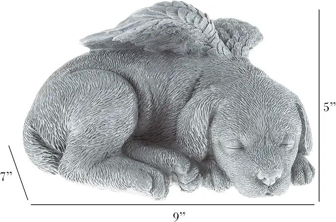 Pure Garden Sculpture Pet Memorial Statue, Sleeping Angel Dog, Stone Finish by GreenHaven Gardens