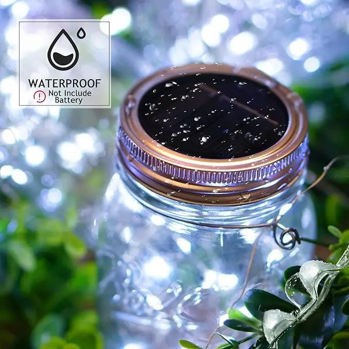 Mason Jar Solar Lights 30 LED, 10 Pack Hanging Solar Lanterns Outdoor, Waterproof Fairy Lights for Patio Garden, Wedding, Yard - Cool White by GreenHaven Gardens