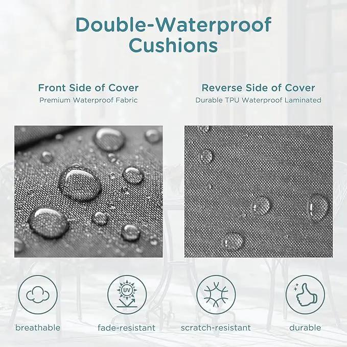 Codi Outdoor Seat Cushions for Patio Furniture 22x22 Inch, Waterproof Chair Cushion with Handles & Adjustable Straps, Fade Resistant - Set of 2, Grey by GreenHaven Gardens