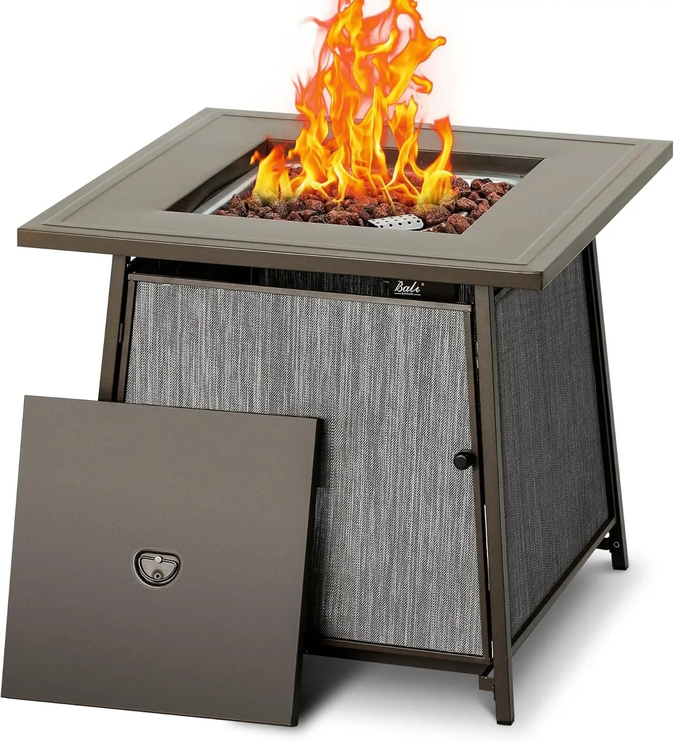 BALI OUTDOORS 50,000 BTU Propane Fire Pit Outdoor, 28 inch Propane Fire Pit Table Square, Gas Firepits for Outside Patio, Garden, Backyard by GreenHaven Gardens