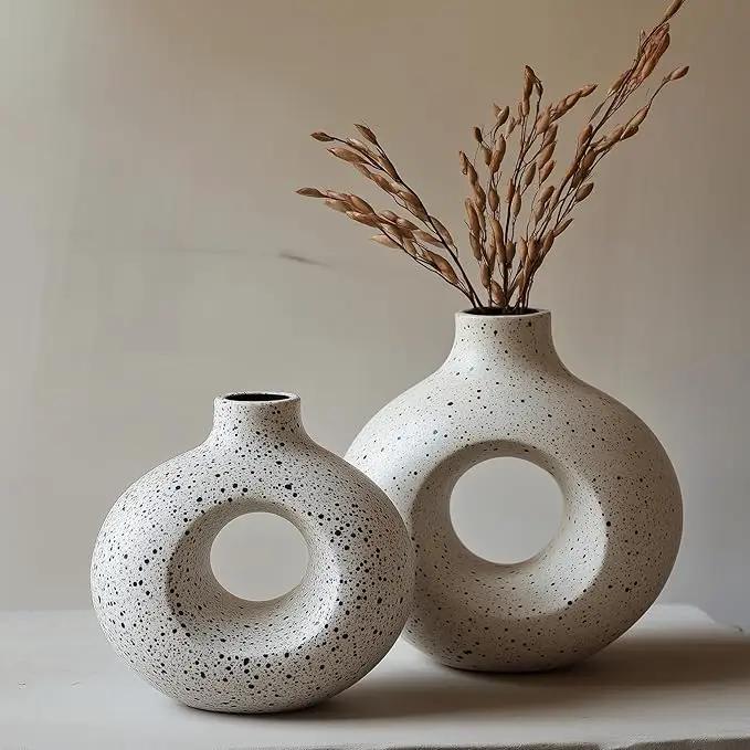 NOBULA Ceramic Bagel Vases C6 – Thoughtful for Mom – Elegant Set of 2 for Living Room, Bedroom or Table – Modern Home Decor She’ll Love – Perfect for Flowers & Plants by GreenHaven Gardens
