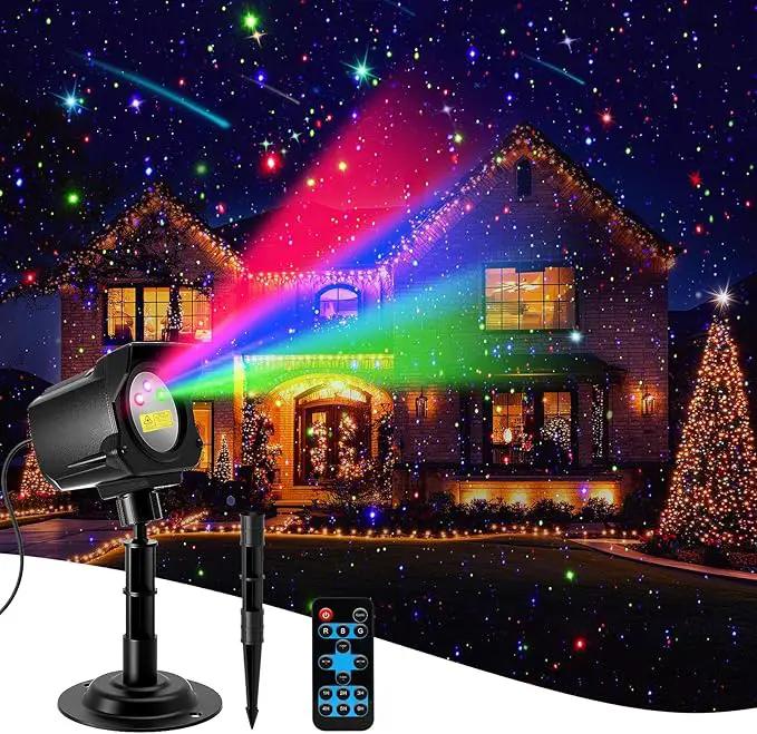 Laser Christmas Projector Lights Outdoor, Christmas Decorations Stars Light Show, Efficient Heat Dissipation, Waterproof, Holiday Projector Decorations for House/Garden/Party/Wedding (Black) by GreenHaven Gardens