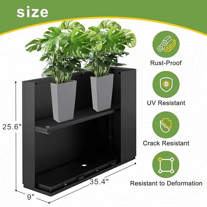 FENCY Metal Rectangular Planter Box Large Planters for Outdoor Plants, Rectangular Tall Planters for Outdoor Plants with Drainage Holes (35.4" L x 9" W x 25.6" H) by GreenHaven Gardens