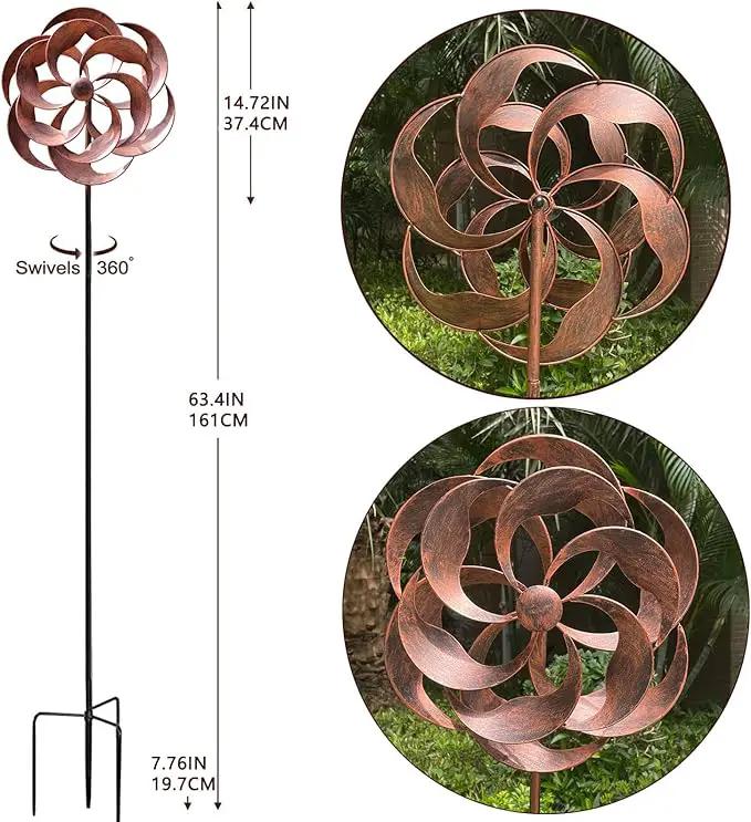 360 Degrees Metal Swivel Classical Wind Spinner Willow Leaves for Patio Lawn Outdoor Yard Lawn Garden by GreenHaven Gardens