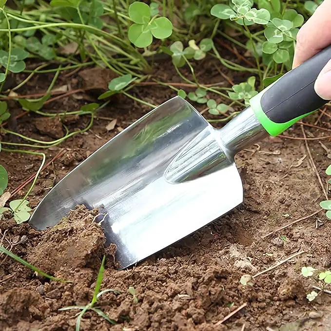 Garden Trowel - Stainless Steel - Ergonomic Grip Hand Tools Set with Soft Rubberized Non-Slip Handle for Transplanting, Weeding, Moving and Smoothing Digging & Planting by GreenHaven Gardens