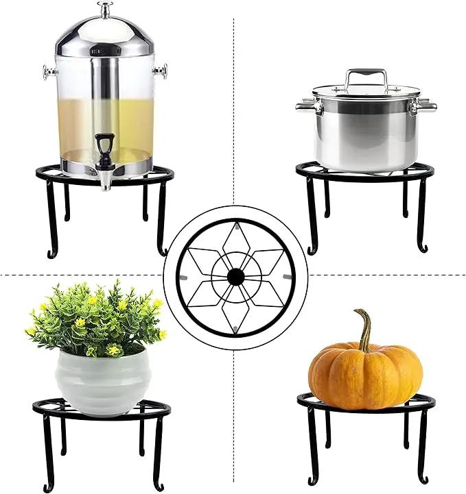 yosager 3 Pack Metal Plant Stands for Flower Pot, Heavy Duty Black Iron Potted Stand Holder, Indoor Outdoor Rustproof Metal Planter Container Round Supports Display Rack for Home & Garden Decor by GreenHaven Gardens