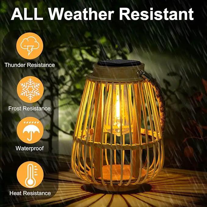 Solar Lanterns Outdoor Hanging Lights Waterproof Rattan Bamboo Solar Powered Light with Twine Handle Decorative Garden Table Lamp for Patio Yard Tabletop Tree Pathway Home Decoration by GreenHaven Gardens