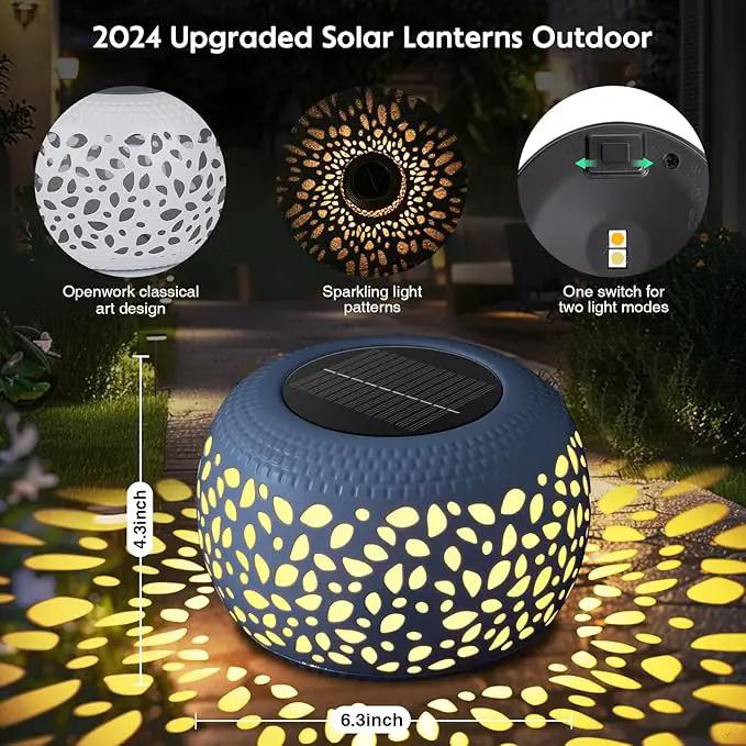 Solar Lantern Garden Patio Decor: 4 Pack White Solar Lanterns Outdoor Waterproof, Solar Lights Outdoor for Table Balcony Deck Pathway Porch Yard Decorations, Outside Hollow Out Metal LED Solar Lantern by GreenHaven Gardens