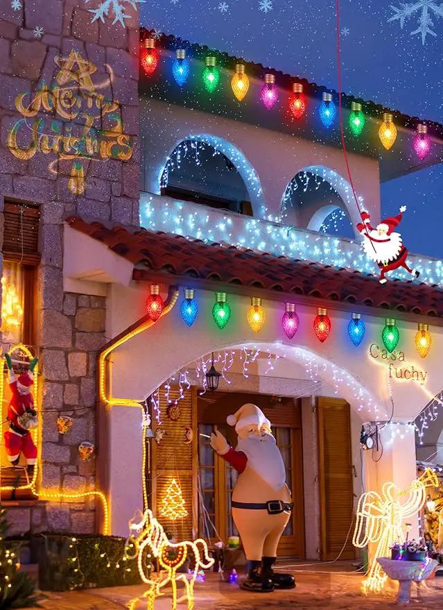 Strawberry Jumbo C9 Christmas Pathway Lights Outdoor - 2 Pack Total 17 Feet 10 LED C9 Christmas Lights, Jumbo Bulb Outdoor Decorations for Yard Lawn Holiday Outside by GreenHaven Gardens