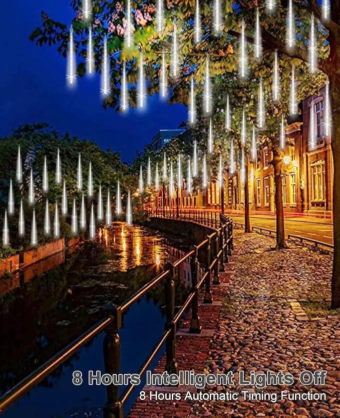solar meteor shower lights outdoor, White by GreenHaven Gardens