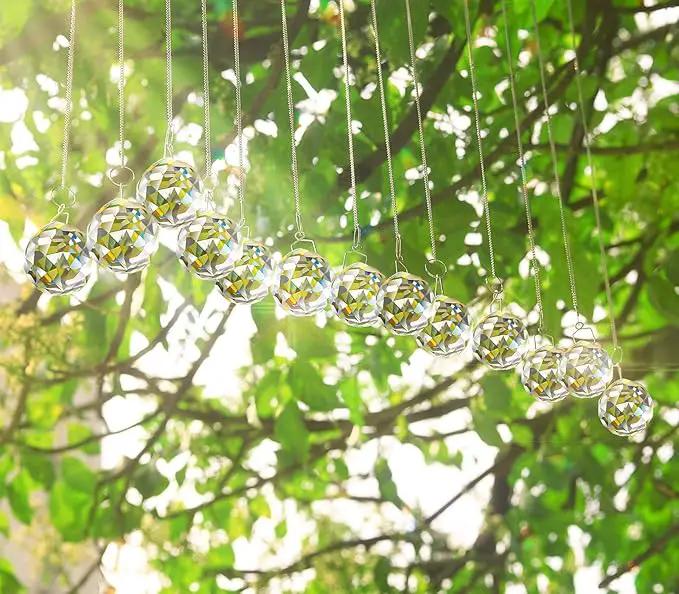 Merrynine 30mm/1.18" 20pcs Crystal Prism Suncatcher for Windows Hanging, Clear Glass Crystal Sun Catcher Beads for Pendants Maker, Crystal Balls for Indoor Window, Feng Shui, Women Girl Gifts by GreenHaven Gardens