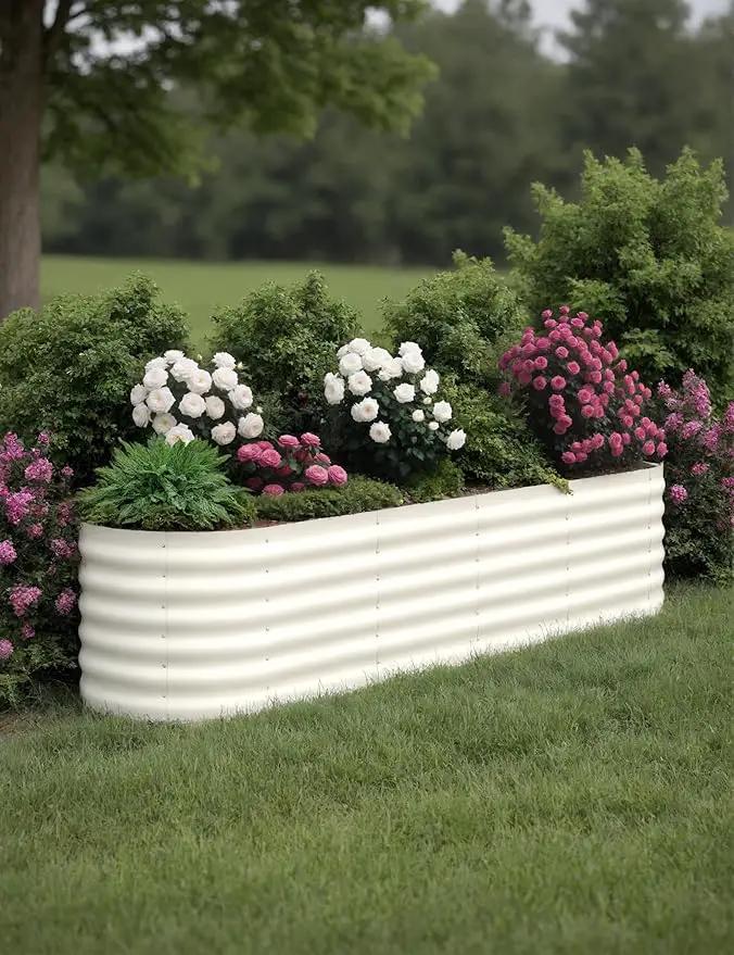 8x2x1.5ft Raised Garden Bed,Galvanized Raised Planter Boxes Outdoor with Easy Assembly, Large Garden Bed for Vegetables, Fruits, Flower,Raised Garden Bed,Beige by GreenHaven Gardens