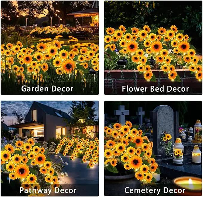Solar Garden Lights Outdoor, 4 Pack Sunflower Lights with 92 Lifelike Sunflower, Waterproof 360 Bright LED Fall Garden Decor Solar Flowers for Patio Flowerbed Yard, Gift for Mom by GreenHaven Gardens