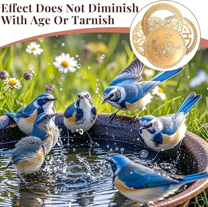 Copper Bird Bath Purification Disk, Water Wiggler for Bird Bath, Bird Bath Copper Disk, 1mm Reinforced 99% Pure Copper Cleaning Disk, Universal Fit for Outdoor Birdbaths, 4 Inch in Diameter (B) by GreenHaven Gardens