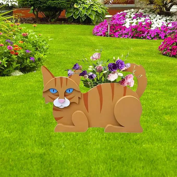 Orange Cat Planter Plant Pots,Cute Garden Cat Flower Planter,Cat Planters Birthday Gifts for Women,Office,Indoor/Outdoor Decor(12.5 * 5.12 * 7.8in) by GreenHaven Gardens