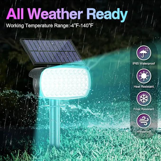 Solar Color Changing Spot Lights Outdoor, Solar Christmas Lights Outdoor IP65 Waterproof, Multicolor Solar Landscape Spotlights, Large Solar Panel Solar Powered Yard Garden Pathway Light 2 Pack by GreenHaven Gardens