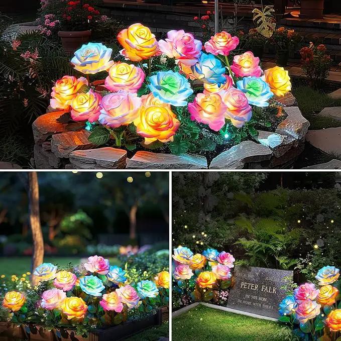 Solar Garden Lights, 6 Pack Solar Flowers Outdoor Waterproof with Rose, Garden Lights Solar Powered Waterproof, Solar Flower Lights, Solar Lights for Outside Yard Decorations Outdoor by GreenHaven Gardens