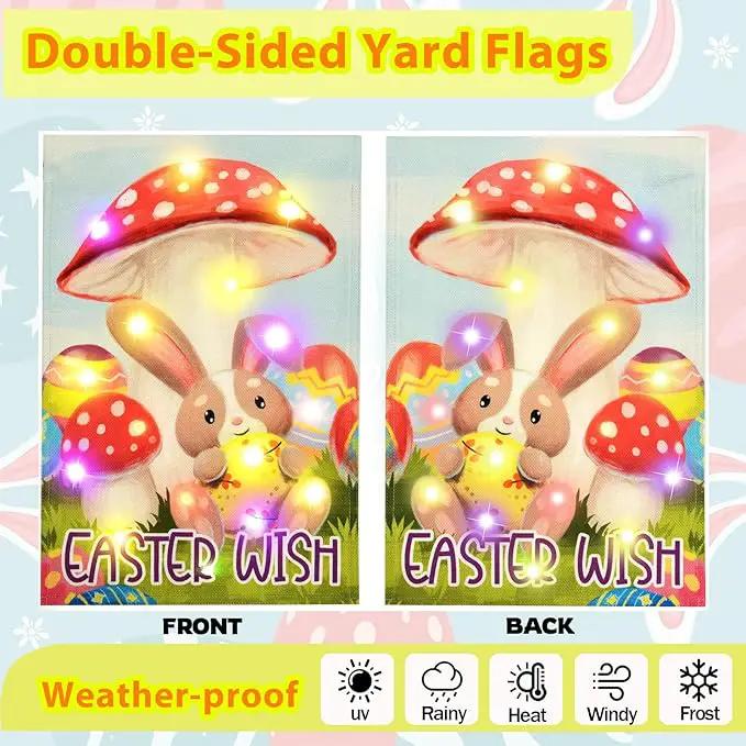 Solar Seasonal Garden Flags Set of 12, Lighted 12×18 Double-Sided Yard Flags for Outside Halloween Christmas Fall Thanksgiving Day Decorations Welcome Flag Outdoor Holiday Decor by GreenHaven Gardens