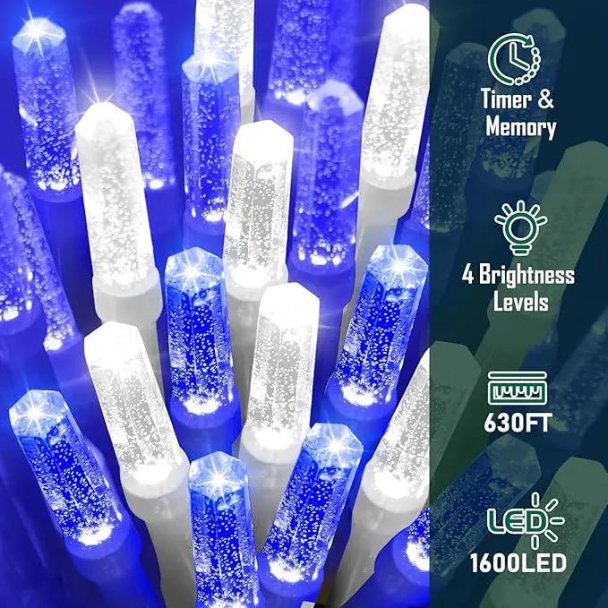 Heceltt 1600 LED 630 FT String Lights Outdoor, 8 Modes Christmas Lights, IP44 Waterproof Led String Lights with Timer and Memory for Christmas Home Party Tree Decorations (Blue and White) by GreenHaven Gardens
