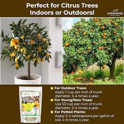 Professional Citrus Fertilizer + Vital Micronutrients; Perfect Balanced NPK for All Citrus; for Indoor and Outdoor Plants; Orange, Lime, Avocado and Lemon Tree Fertilizer (5 QUARTS) by GreenHaven Gardens
