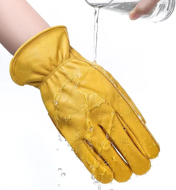 DULFINE Leather Work Gloves for Men & Women, Reinforced Durable Gardening Gloves,Cowhide Work Gloves,Puncture & Cut Resistant by GreenHaven Gardens
