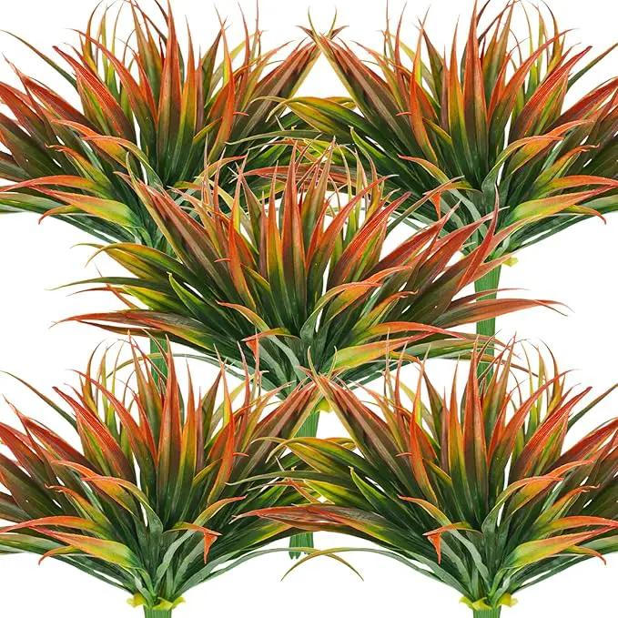 32Pcs Artificial Grass Fake Plants 17.3in Outdoor Plastic Plants UV Resistant Greenery Fake Grass for Home Window Garden Office Patio Hanging Planter Pathway Front Porch Décor Red by GreenHaven Gardens