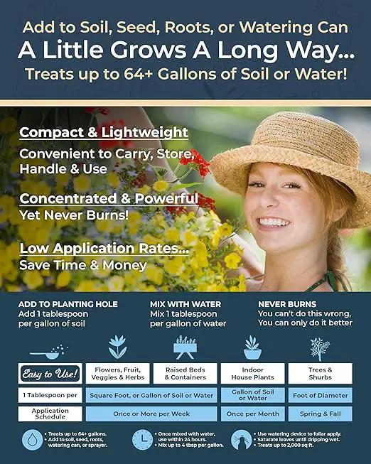 Organic Plant Magic - Truly Organic™ Fast-Acting Soluble Plant Food: All-Purpose Fertilizer Concentrate for All Flower Vegetable Herb Fruit Tree Shrub Container Garden & House Plants [One 1 lb Bag] by GreenHaven Gardens