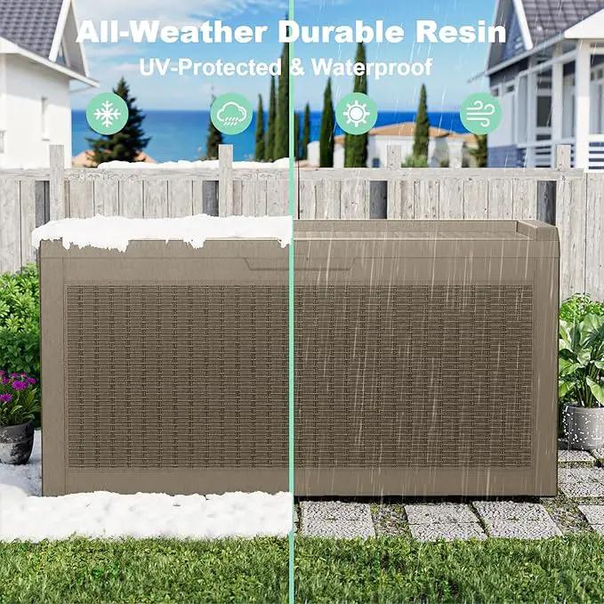 DRATO 60 Gallon Deck Box, Waterproof Resin Large Outdoor Storgae Box for Patio Furniture, Patio Cushions, Gardening Tools, Pool and Sports Supplies, Lockable by GreenHaven Gardens