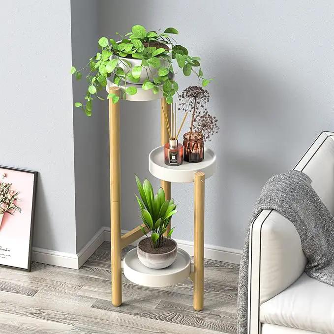 Wisuce Bamboo Plant Stands Indoor, 3 Tier Plant Stand Tall Corner Plant Stand Holder & Plant Display Rack for Outdoor Garden Indoor Home (3 Tier -1) by GreenHaven Gardens