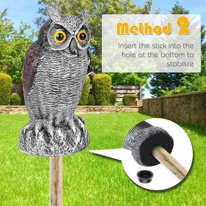 3-Pack Owl Decoys for Bird Deterrent - Weatherproof Bird Repellent Devices for Outdoor Use - Plastic Owls to Scare Birds Away and Control Garden Pests by GreenHaven Gardens