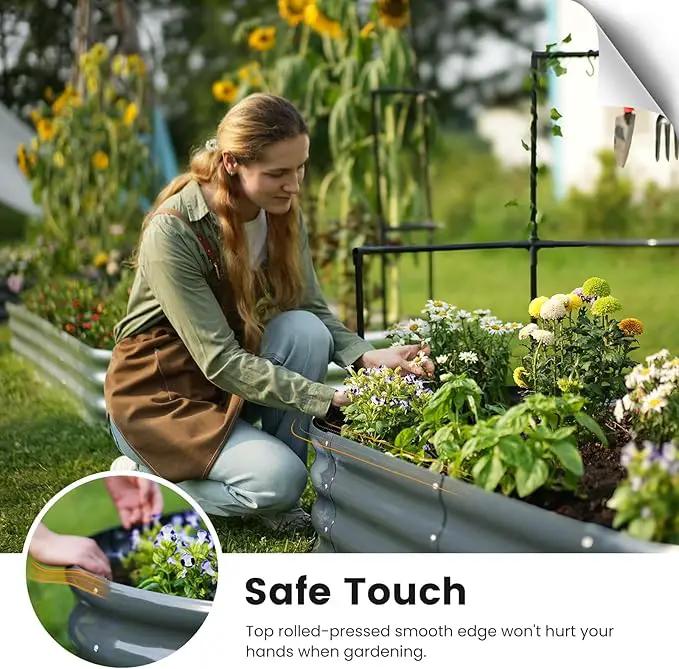 KING BIRD Raised Garden Bed with Wall Trellis Galvanized Planter Garden Box Outdoor for Gardening, Climbing Vegetables, Flowers 3.94x2.95x0.98 Ft, Dark Grey by GreenHaven Gardens