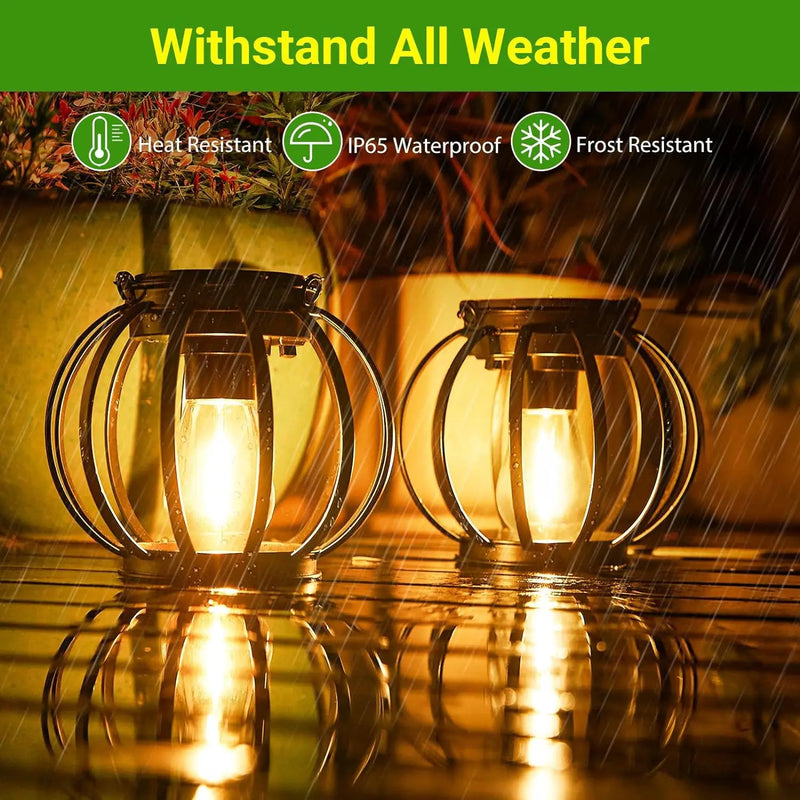 KOOPER Solar Lanterns Outdoor Waterproof, Upgraded Metal Hanging Solar Lights Outdoor Lanterns, Brighter Auto On/Off Outdoor Hanging Lantern for Yard Patio Pathway Porch Garden Decor 2 Pack by GreenHaven Gardens