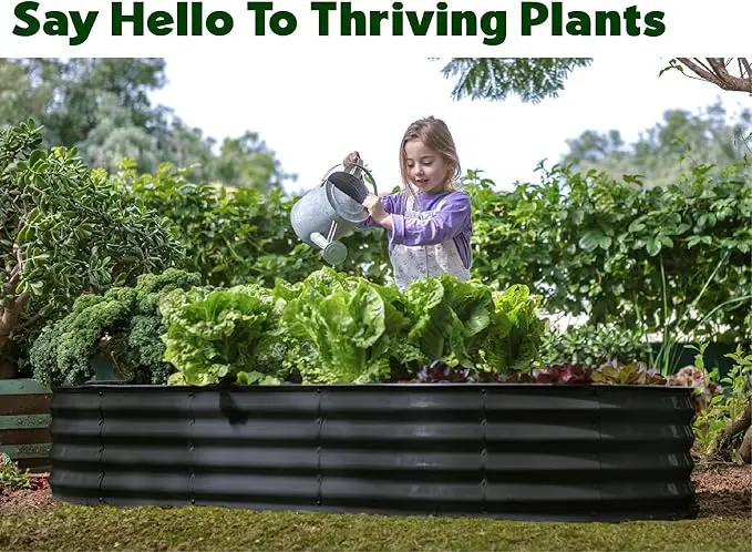 Galvanized Raised Garden Beds Outdoor // 6×3×1 ft Planter Raised Beds for Gardening, Vegetables, Flowers // Large Metal Garden Box // Patented Tool-Free Design (Black) by GreenHaven Gardens