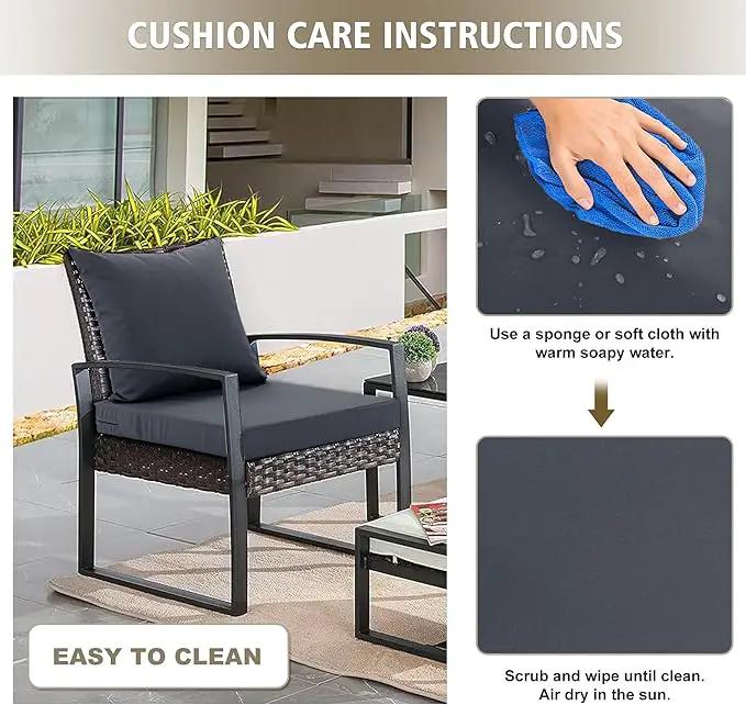24x24 Inch Outdoor Cushions for Patio Furniture Set of 2, Waterproof Outdoor Chair Cushions w/Fade-Resistant, Removable & Machine-Washable Covers, Deep Seat Sofa/Couch Pads Replacement, Dark Grey by GreenHaven Gardens