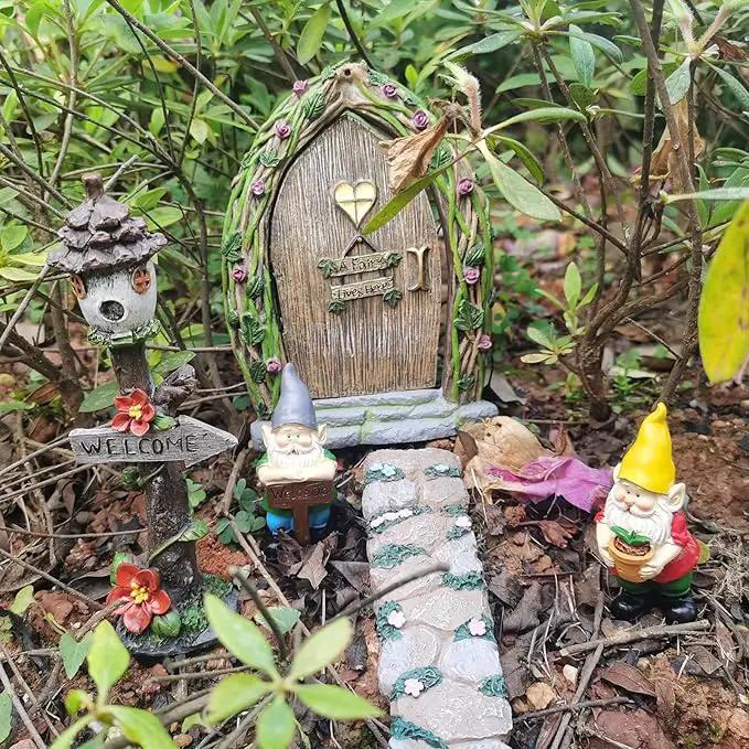MUAMAX Miniature Gnome Figurines Fairy Gardens Gnomes Accessories Gift for Garden Little Gnomes Small Gnome 3'' by GreenHaven Gardens