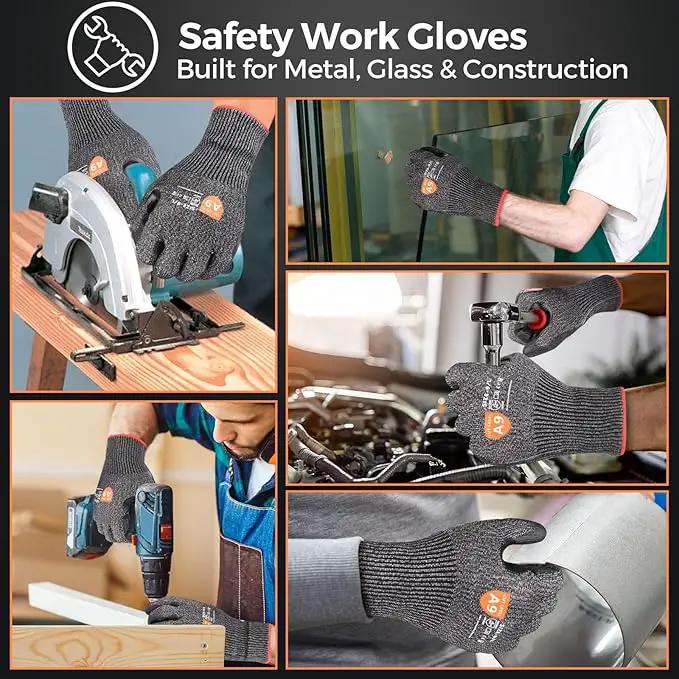 Donfri A9 Cut Resistant Work Gloves for Men - Steel + HPPE Hybrid Safety Gloves for Men, ANSI Cut Level 9 Protection Flexible for Metal Glass Wood Construction Fishing by GreenHaven Gardens
