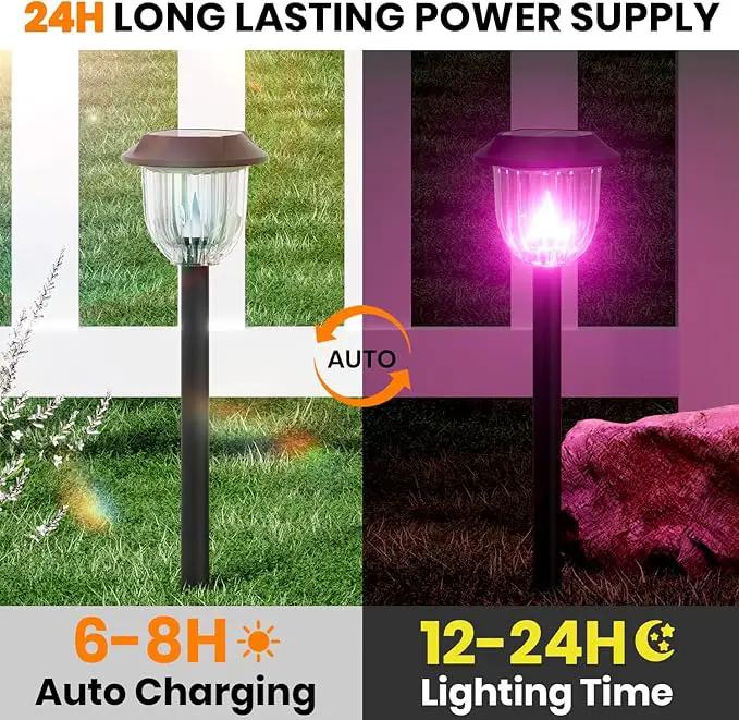 AOSEA 4 Pack Solar Pathway Lights Outdoor Waterproof - Auto RGB Color Changing Solar Lights for Outside, IP65 Rated, 12H Bright Landscape Lighting, Durable Plastic - Perfect for Garden & Walkway by GreenHaven Gardens