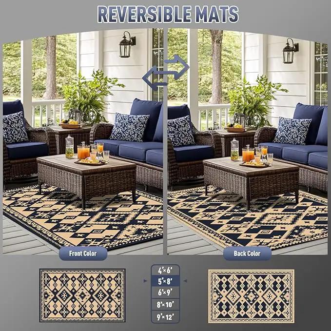 WILDROOTS 5x8 Feet Plastic Bohemian Outdoor Rug, Stain Resistant Waterproof Reversible Outdoor Patio Rug, Fade Resistant Camping Rug by GreenHaven Gardens